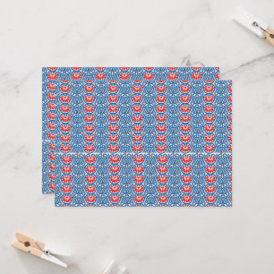 Invitation un arrière - plan bleu aux motifs rouges et blancs