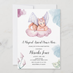 Invitation Un Arrivée Magique Dessine Près Du Baby shower Dra