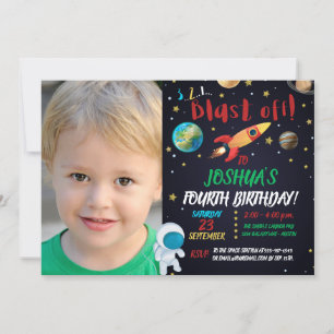 Invitation Un astronaute descend de la photo d'anniversaire