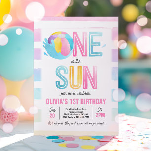 Invitation Un Au Soleil 1Er Anniversaire Pool Party