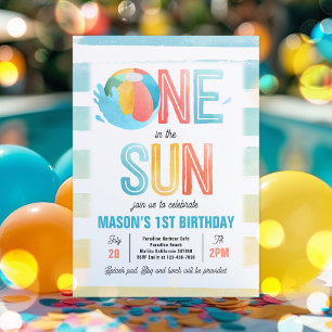 Invitation Un Au Soleil 1Er Anniversaire Pool Party