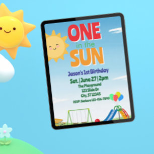 Invitation Un au soleil, terrain de jeu 1er anniversaire