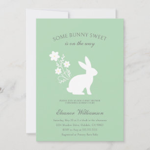 Invitation Un baby shower à fleurs doux lapin