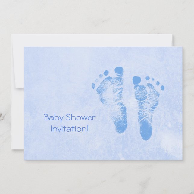 Invitation Un Baby shower Agréable Pour Les Pieds Bébés Bleus (Devant)