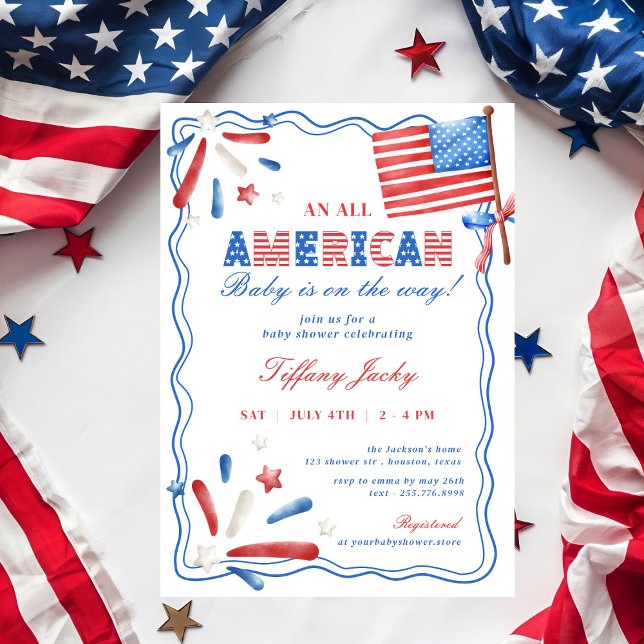 Invitation Un Baby shower All American Baby 4 juillet (Créateur téléchargé)