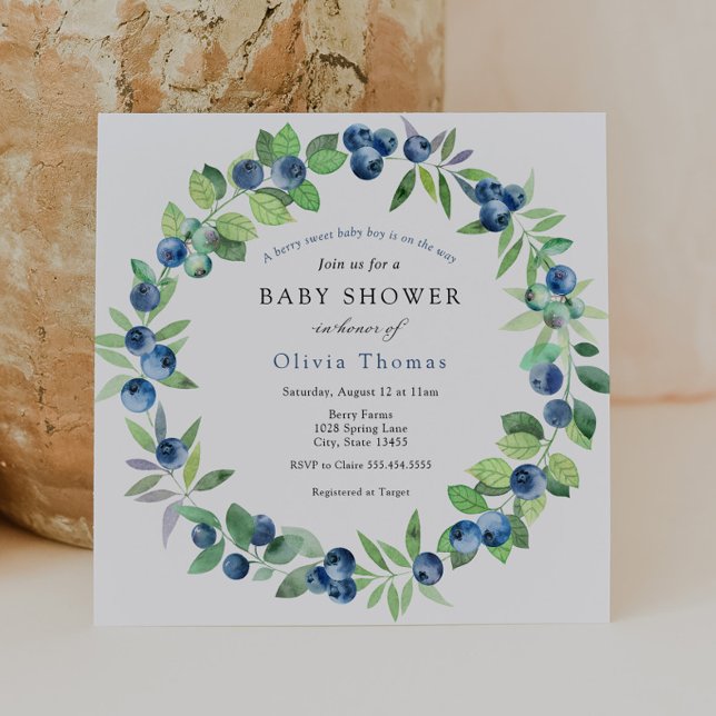 Invitation Un Baby shower Berry Sweet Blueberry (Créateur téléchargé)