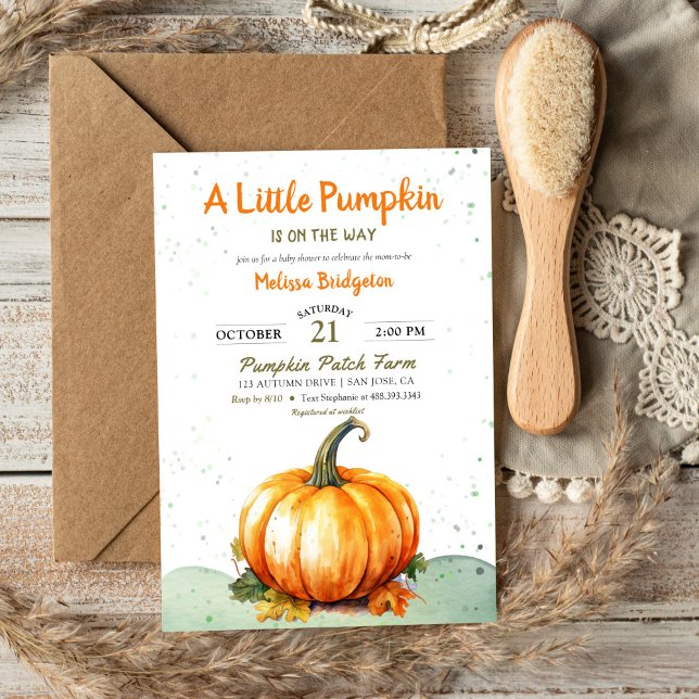 Invitation Un Baby shower D'Automne Rustique Un Peu Citrouill (Rustic Little Pumpkin on the Way Fall Baby Shower Invitation)