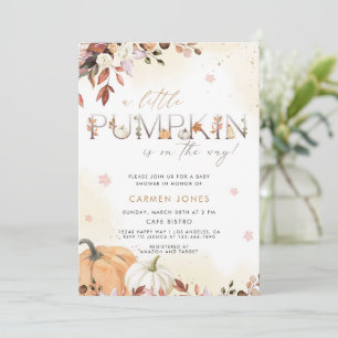 Invitation Un Baby shower D'Automne Un Peu Citrouille Neutre 