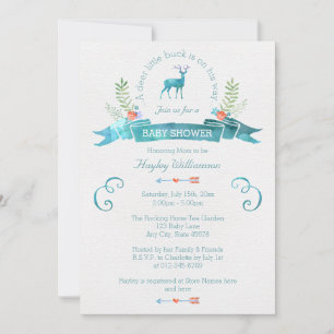 Invitation Un Baby shower de bannière d'aquarelle Deer Little