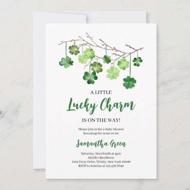 Invitation Un Baby shower De Charme Un Peu Lucky (Devant)