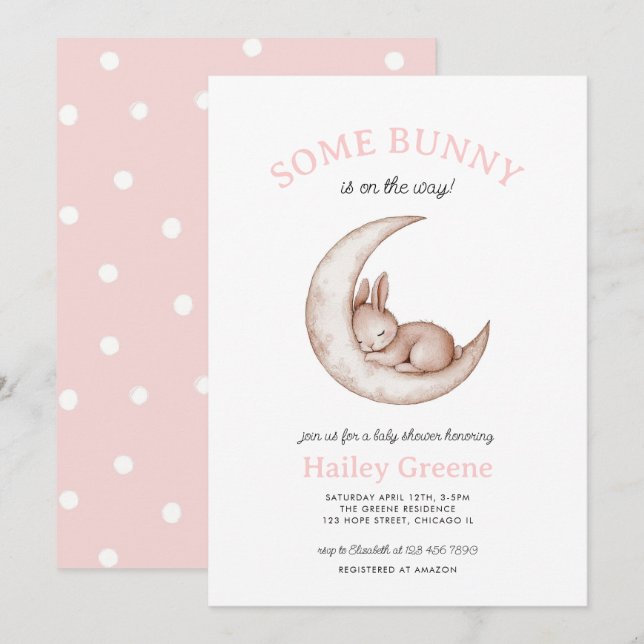 Invitation Un Baby shower De Fille Rose Pâques Du Printemps D (Devant / Derrière)
