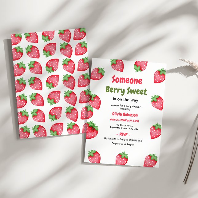 Invitation Un Baby shower de fraise doux Berry (Someone Berry Sweet Strawberry Baby Shower Invitation )