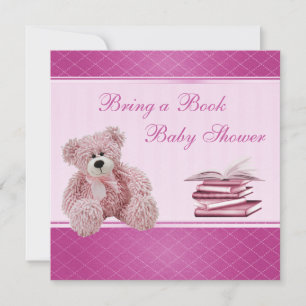 Invitation Un Baby shower de livre à l'élégante teintée rose
