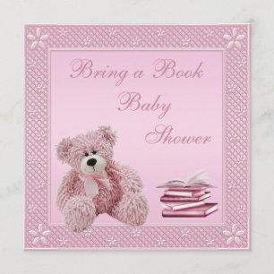 Invitation Un Baby shower de livres en Teddy rose pâle