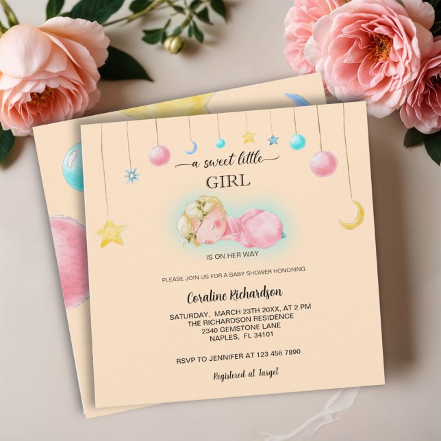 Invitation Un Baby shower de petite fille doux (Créateur téléchargé)