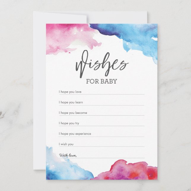 Invitation Un Baby shower de plumes bleu et rose pour bébé (Devant)