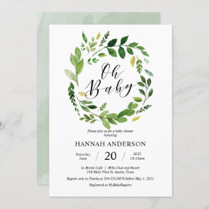 Invitation Un Baby shower de verdure Un script moderne