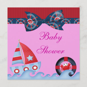 Invitation Un baby shower de vie marine de filles