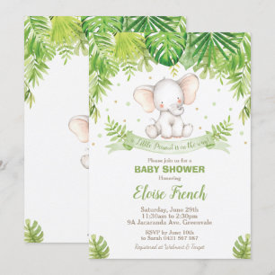 Invitation Un Baby shower d'éléphants mignons, des animaux de