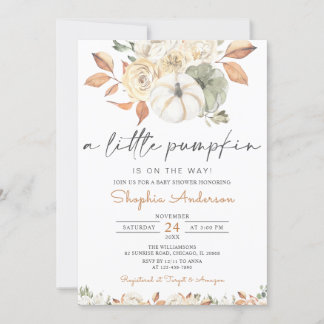 Invitation Un Baby shower Floral D'Automne Un Peu Citrouille