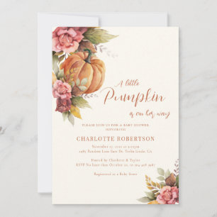 Invitation Un Baby shower Floral De Chute Un Peu Citrouille
