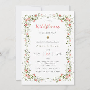 Invitation Un Baby shower Floral Rouge Boho Un Peu Fleur sauv