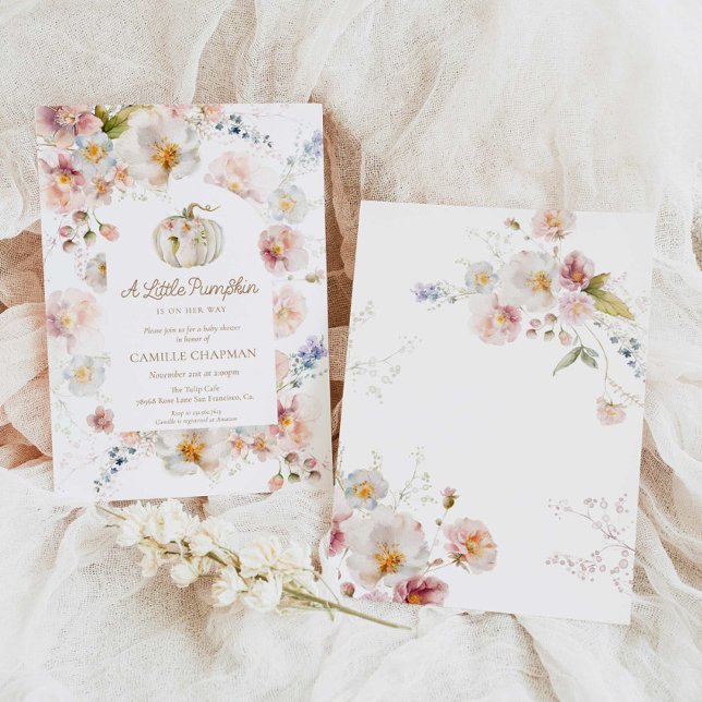 Invitation Un Baby shower Floral Un Petit Citrouille (Créateur téléchargé)