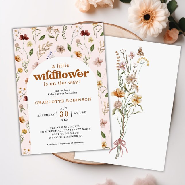 Invitation Un Baby shower Floral Un Petit Fleur sauvage (A Little Wildflower Floral Girl Baby Shower Invitation)