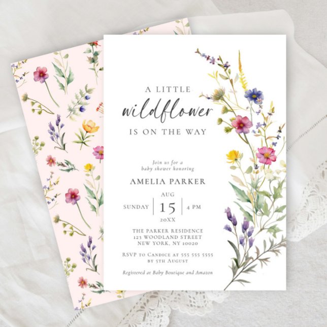 Invitation Un Baby shower Floral Un Petit Fleur sauvage (Créateur téléchargé)
