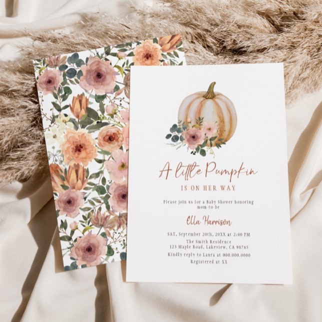 Invitation Un Baby shower Floral Un Peu Citrouille (Créateur téléchargé)