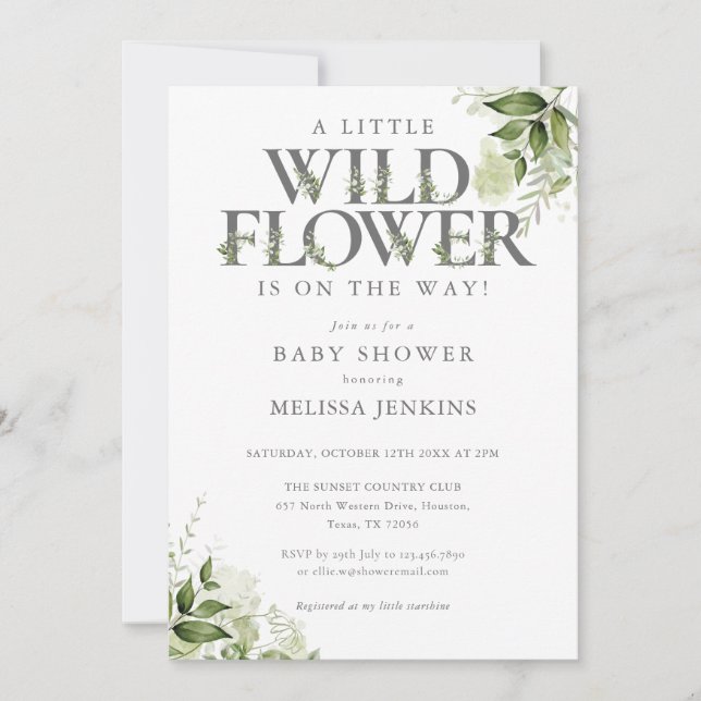 Invitation Un Baby shower Floral Un Peu Fleur sauvage (Devant)