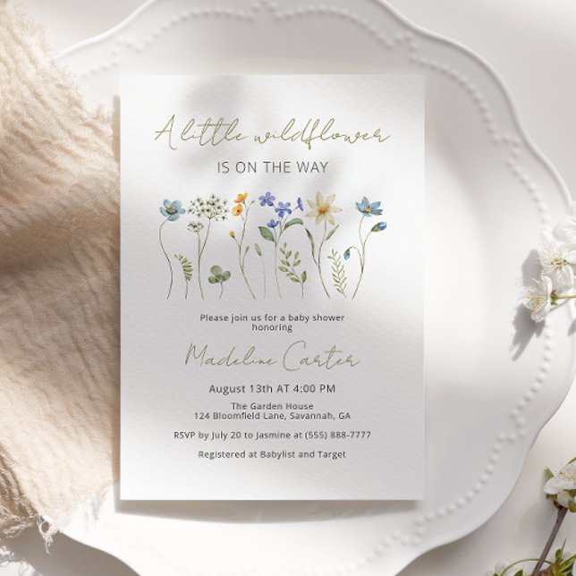 Invitation Un Baby shower Neutre Floral Un Peu Fleur sauvage (Créateur téléchargé)