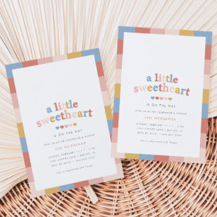 Invitation Un Baby shower Rétro Valentines Un Peu Amoureux