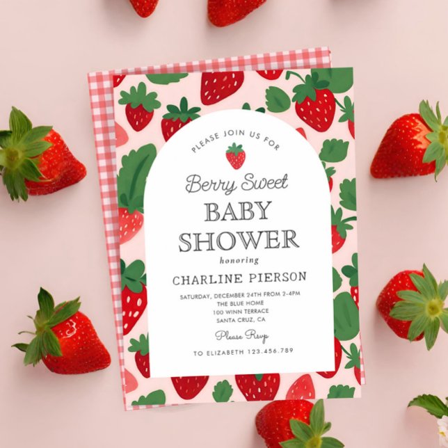 Invitation Un Baby shower rose fraise Berry (Créateur téléchargé)