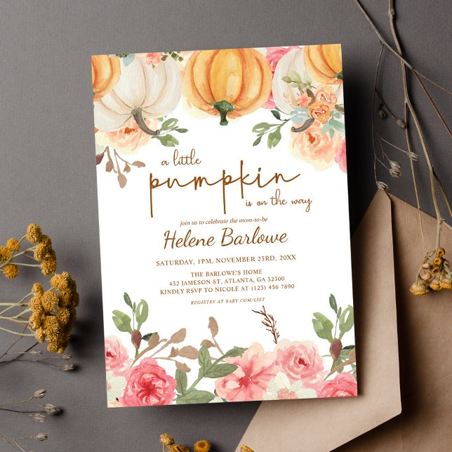 Invitation Un Baby shower Rustique Boho Un Petit Citrouille (A Little Pumpkin Boho Rustic Fall Baby Shower Invitation)