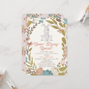 Invitation Un Baby shower Spécial Fille Lapin Floral
