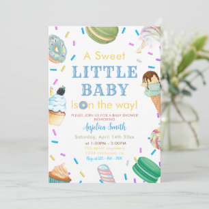 Invitation Un baby shower Sucré Petit Bébé Donut Blue Dessert