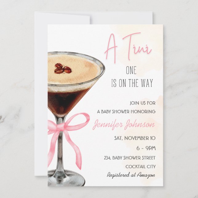 Invitation Un Baby shower Tini One Expresso Martini (Devant)