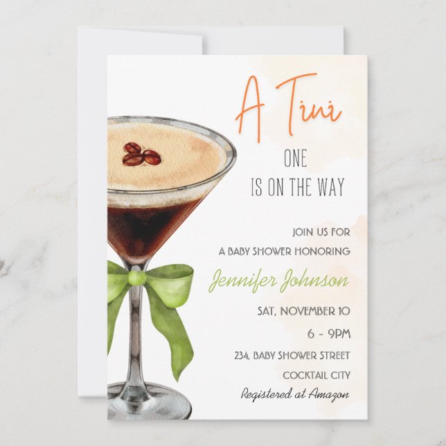 Invitation Un Baby shower Tini One Expresso Martini (Devant)