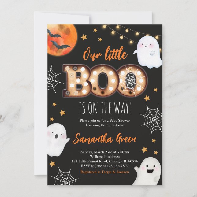 Invitation Un Baby shower Un Petit Boo Neutre Pour Les Sexes (Devant)