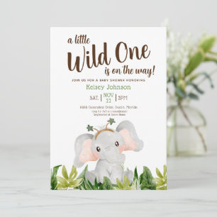 Invitation Un Baby shower Un Peu Sauvage Un Éléphant De Verdu