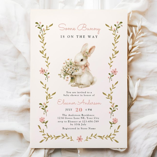 Invitation Un Baby shower Vintage Bunny (Créateur téléchargé)