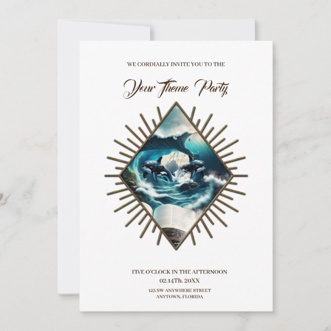 Invitation Un bain à vapeur Orca dans la vague. (Devant)