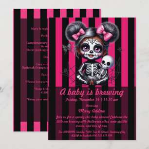 Invitation Un bébé brasse Baby shower d'Halloween rose