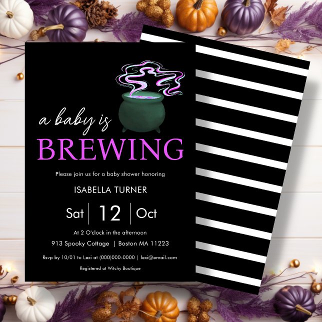 Invitation Un bébé brasse | Baby shower Halloween (Créateur téléchargé)