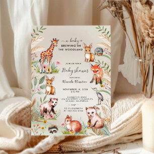 Invitation Un bébé brasse dans le Baby shower des bois