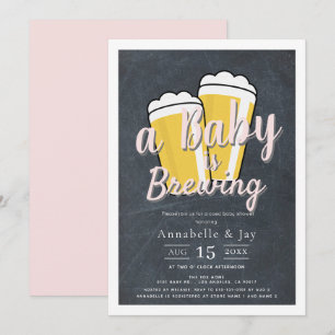 Invitation Un bébé brasse de la bière Baby shower rose co-ed
