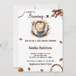Invitation Un bébé brasse de l'aquarelle Baby shower café