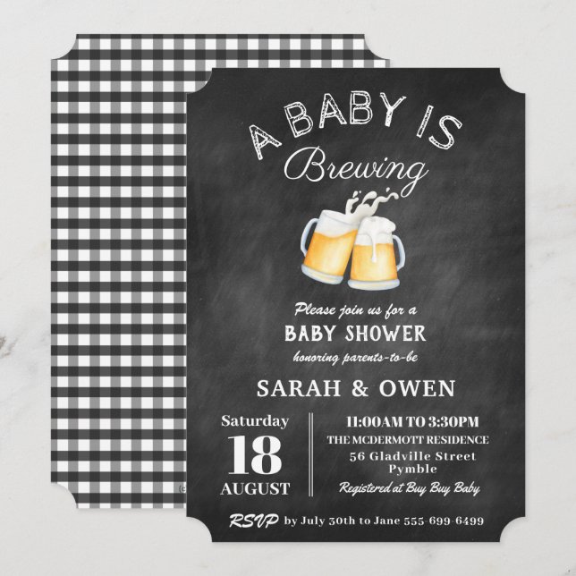 Invitation Un bébé brasse des bières Co-Ed Baby shower neutre (Devant / Derrière)