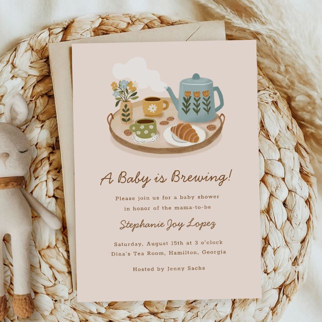 Invitation Un bébé brasse du Baby shower (A baby is brewing baby shower invitation with coffee theme)